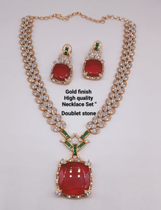 Conjunto de Collar de Lujo con Acabado Dorado, Piedra Doble de Alta Calidad, Diseño Hermoso, Perfecto para Fiestas, Uso Diario - Product Image 2