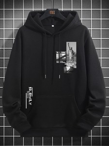 Sudadera con capucha de gran tamaño de lana de algodón de alta calidad, ropa de calle, sudaderas con capucha de hombre personalizadas lisas con hombros caídos de lana gruesa - Product Image 3