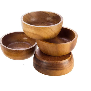 Bol de service à salade jetable en bois d'acacia naturel personnalisable de super qualité cuisine contemporaine artisanale en bois de teck - Product Image 1