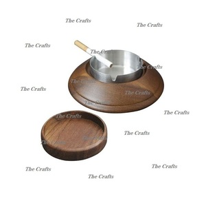 Cenicero de madera y acero para cigarrillos, tamaño y forma personalizados, cenicero para fumar para accesorios de mesa - Product Image 1