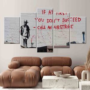 Impresión en lienzo de grafiti moderno de Banksy - Elegante decoración de pared, mezcla de 5 piezas: Gallery Wrap - Product Image 1