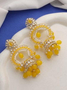 Pendiente tradicional Kundan Jhumki para mujer, colgante de boda chapado en oro con regalo de perlas para mujer - Product Image 2