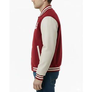 Chaqueta Universitaria de Alta Calidad para Hombre, Cuerpo de Lana, Mangas de Cuero Genuino, Informal, Invernal, Transpirable, Resistente al Viento, con Logotipo Frontal - Product Image 3