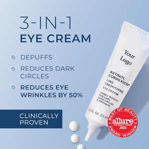 OEM ODM Marque privée Crème contour des yeux Rétinol Acide hyaluronique Niacinamide Vitamine E pour raffermir Peptides Ingrédients naturels Toutes peaux - Product Image 2