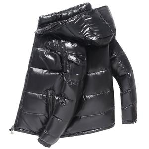 Elegante brillante invierno algodón Unisex abrigos cálidos logotipo personalizado cremallera con capucha abajo burbuja de talla grande chaqueta acolchada mujeres - Product Image 3