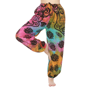 Pantalon sarouel en rayonne taille libre pour femmes confortable imprimé Boho Satin élastique Logo Joggers respirant plat Baggy pantalon d'hiver - Product Image 1