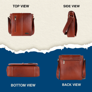 Elegante y Cómodo Bolso de Mano para Portátil de Cuero Marrón con Diseño Liso, Correa Ajustable y Características Duraderas, Hecho en India - Product Image 4