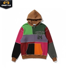 Sweat à capuche en polaire de haute qualité à deux tons avec patch personnalisé audacieux, tendance streetwear unisexe - Product Image 1