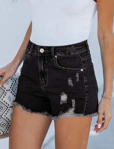 Pour les femmes Denim Shorts taille haute respirant doux coton matériel à la mode décontracté Look pour l'été mode Street Wear ample - Product Image 6