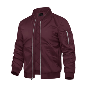 OEM personalizado liso a prueba de viento Logo Letterman satén bombardero Varsity chaquetas hombres Stand Collar solo botón invierno largo con capucha 100% - Product Image 3