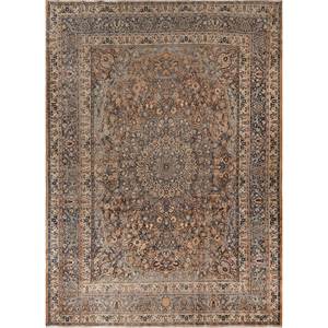 Tapis en laine noué à la main Aalam Blue Pae-6390 9x12 rectangulaire à motif médaillon pour la décoration de la maison, du salon ou de l'couloir - Product Image 1