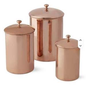 Contenedor Masala de cobre cilíndrico antideslizante altamente pulido Logotipo personalizado Material de PC de acero Frascos de almacenamiento de alimentos para regalos - Product Image 1