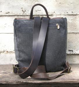 Genuine Leather Canvas <b>Backpack</b> Heavy Duty Outdoor Travel <b>School</b> Work Hiking Unisex Durable Multi-Pocket <b>Large</b> Capacity - Product Image 4