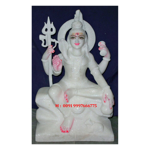 Statue de Lord Shiv Ji en marbre blanc de première qualité, position assise, finition soignée, pour la vénération à la maison, au bureau et dans les temples. - Product Image 1