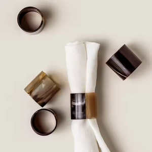 Ensemble de ronds de serviette en corne fabriqués à la main rustiques porte-serviettes en matériau naturel pour Table à manger accessoires décoratifs uniques - Product Image 1