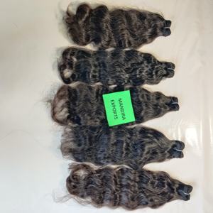 Vente en gros 100% Machine à double trame naturelle douce ondulée Extensions de cheveux humains du fabricant de temple indien vierge non traité - Product Image 6