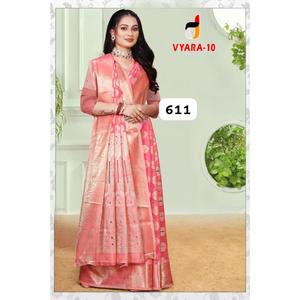 High on Demand Pure Raw Silk Saree with Hand Embroidered Blouse Piece and Festival Use Available <b>for</b> <b>Sale</b> - Product Image 1