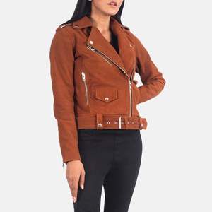 wholesale Brown Suede Biker Jacket OEM Service Available Casual Plain Dyed Technique high quality professional manufactures - Product Image 2