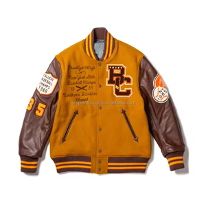 College Letterman Veste universitaire vintage personnalisée pour hommes Streetwear surdimensionné Veste pour hommes en polaire rose à manches en cuir véritable - Product Image 4