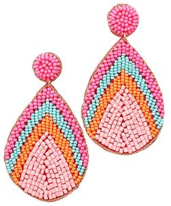 Festival Style <b>Thread</b> Embroidery <b>Beaded</b> Earrings - Product Image 2