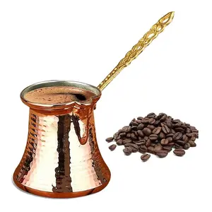 En trend türk cezve yunan arapça kahve makinesi dövülmüş bakır kaplama bakır Pot soba üst kahve makinesi