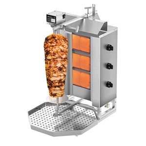 Grill à gaz pour kebab (Shawarma/Gyros) - 3 brûleurs - jusqu'à 40 kg - 9,75 kW - Sur comptoir - incl. 2 pare-éclaboussures et 2 portes doubles - Product Image 5