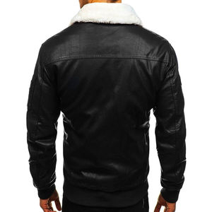Chaqueta de Cuero para Hombre, Transpirable, Abrigada para Invierno, con Bolsillo Frontal, Estilo Casual, Cuero Sintético de Alta Calidad, Precio Económico - Product Image 3