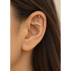 Marquise Cut Diamond Drop Hanging <b>Stud</b> Earrings - Product Image 2
