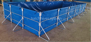 도매 양식 물고기 부화장 장비 두꺼운 타포린 라이너와 대용량 사각 아연 도금 강철 물 탱크 - Product Image 6