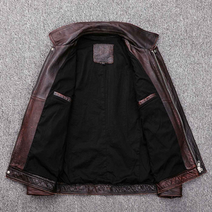 2025 New Premium Quality Men's Vintage Style Distressed Faded Genuine Cowhide Leather <b>Canvas</b> <b>Jacket</b> with Front Logo OEM Service - Product Image 2