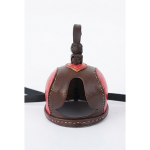 Leather Falconry Hood Brown With Red <b>Panel</b> Durable One Size All Seasons Hunting Equipment Solid Color Style Falconry Hood - Product Image 2