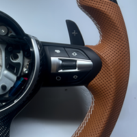 Volant en cuir brun à fond plat personnalisé en usine avec fibre de carbone pour BMW F10 F15 F20 F35 F18 F01 E90 E70 X5 X6 F30