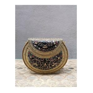 Solide indien luxe métal mosaïque sac à main pierre motif pochette à la main fantaisie décontracté de qualité supérieure - Product Image 6