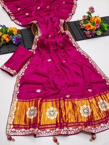 Sari indio Gotapatti de seda pura - Product Image 5