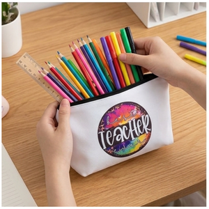 Trousse de toilette à fermeture éclair pour maquillage et papeterie, motif peint, pour cadeau et usage scolaire, 22x13.5cm - Product Image 5