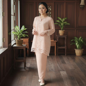 ชุดเดรสยาวแบบเรียบง่ายสำหรับงานกลางคืน รุ่น Sedondon Raya 2025 Baju Kurung Borong  ผ้าเครป Cey  ทรงพองไหล่  ไม่ต้องรีด  รักษ์โลก  พร้อมส่ง - Product Image 1