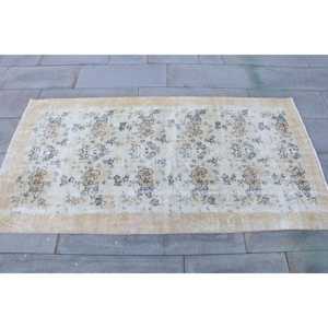 3.2x6.2 ft Accent Vintage Rug, Turkish Rug, <b>Brown</b> White Moroccan <b>Wool</b> Rug - Product Image 4