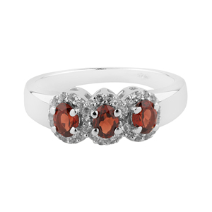 Handmade 925 Sterling <b>Silver</b> <b>Ring</b> with Natural <b>Garnet</b> and White Topaz Shah Gems' Everyday Wear Jewelry - Product Image 2