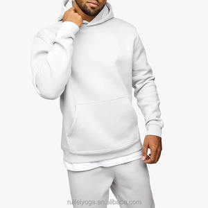 Survêtement et sweats à capuche d'hiver blancs de qualité supérieure personnalisés pour hommes 100% coton fermeture à la taille élastique couleur bloquée pour adultes - Product Image 4