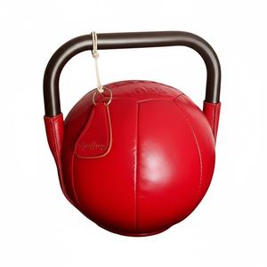 สีแดงและสีดำกระดิ่งกาต้มน้ำที่มีด้ามจับเหล็ก-ลูกบอลฝึกยิมยาออกกำลังกาย-วัสดุ PU-ขนาด4กก. 8กก. 12กก. 16กก. - Product Image 2