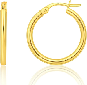 (T&D) Pendientes de Aro de Oro de 10k o 14k para Mujer |   Aros Hipoalergénicos de 12 mm a 50 mm con Cierre de Seguridad a Presión - Product Image 1