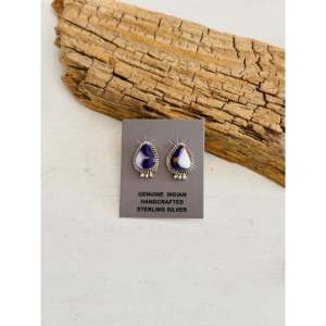 Trish Largo Purple Mohave Composite & Sterling <b>Silver</b> <b>Stud</b> Earrings Water Drop Shape with Bezel Setting Post Inlay Technology - Product Image 1
