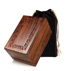Border Engraved Rosewood Cremation Urns <b>for</b> Human <b>Ashes</b> Adult Male Female Wooden Decorative Urns <b>Box</b> - Product Image 1