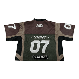 Camiseta de fútbol de gran tamaño Vintage para hombre, ropa de calle deportiva personalizada de alta calidad, camiseta recortada de malla cuadrada para hombre - Product Image 2