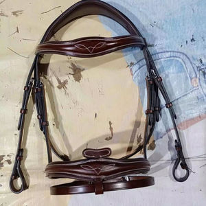 Bride à langer en cuir de cheval de qualité supérieure Demi-muserolle Confortable Durable Équipement d'entraînement d'équitation Halters - Product Image 2