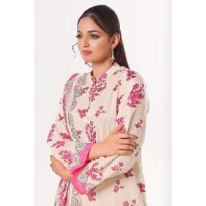 ชุดสูทผ้าลอนสำหรับผู้หญิงสีขาวนวลแบบ 3 ชิ้น ไม่เย็บตะเข็บ พร้อมลายพิมพ์ดิจิทัล คอจีน - Product Image 2