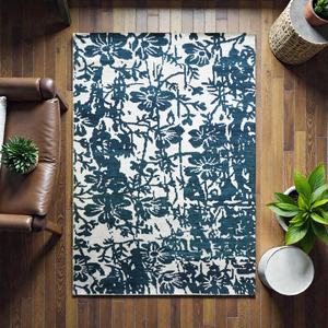 Tapis géométrique noué à la main, design moderne bleu ivoire, en laine de qualité supérieure, écologique, adapté aux animaux domestiques, tapis de luxe pour salon - Product Image 4