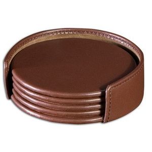 Custom Round Leather Coaster Bar Coaster <b>Set</b> Hotel Coffee Tea Coaster With Stand <b>Desk</b> Pad Mouse Pad - Product Image 1