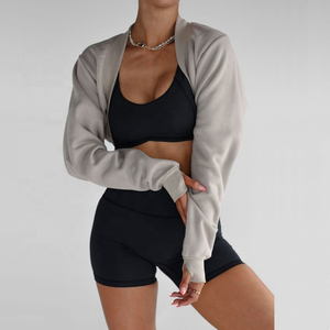2032 nuevo estilo OEM ODM OEM de gran tamaño ropa activa ropa polar Crop Jumper mujeres Bolero suéter sudadera - Product Image 5