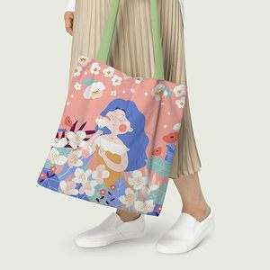 Grand sac fourre-tout en toile pour jardin féerique, avec fermeture éclair, résistant à l'eau, motif dessin animé, doux, idéal pour les saisons d'automne et de printemps - Product Image 4